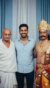 Ravan and Mahatma Gandhi AI Photo Editing