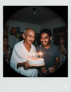 Ravan and Mahatma Gandhi AI Photo Editing