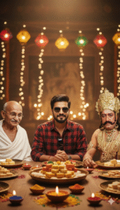 Ravan and Mahatma Gandhi AI Photo Editing