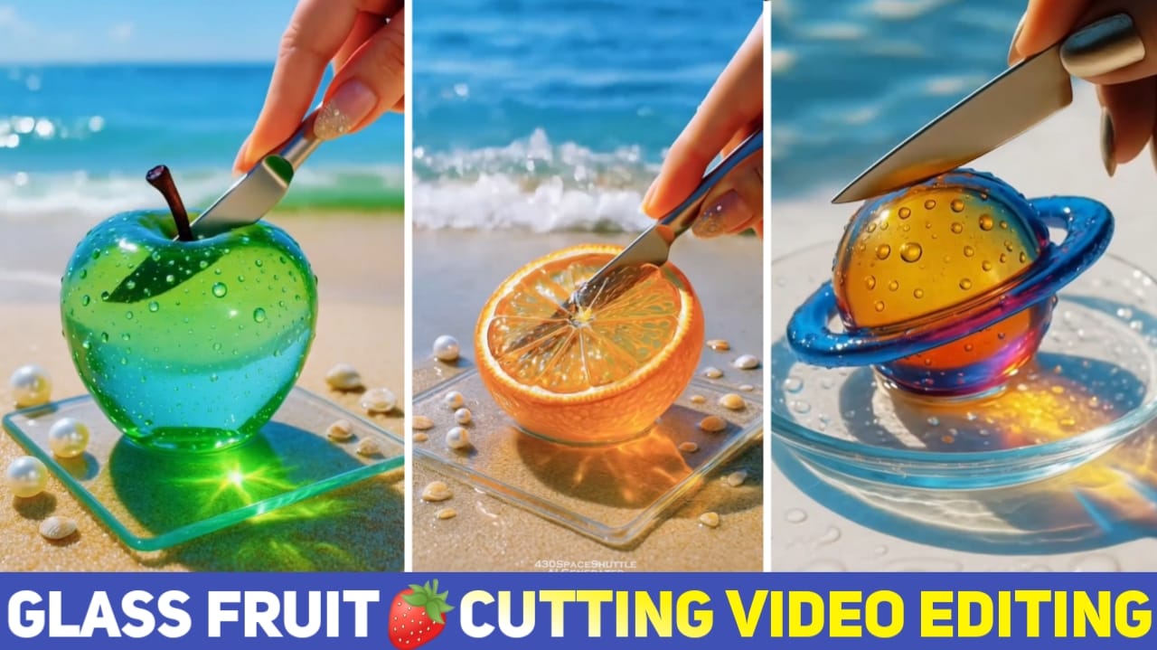 AI Glass Fruit Cutting Video Kaise Banaye