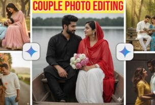 Vintage retro couple photo editing