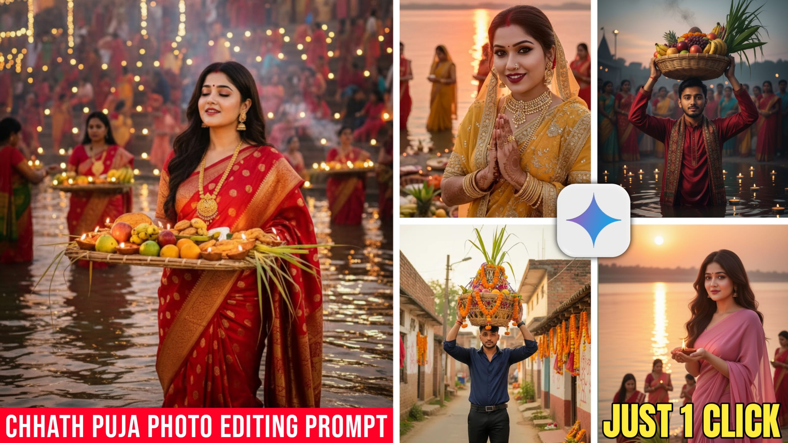 Chhath Puja Ai Photo Editing Prompt - 100% Face Match